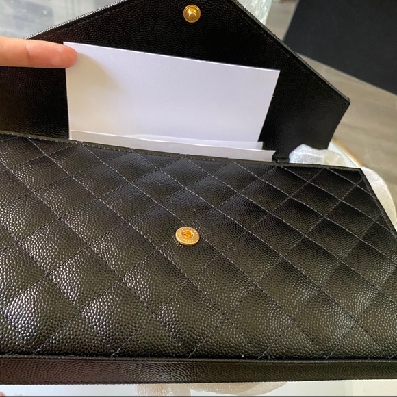 NEW SAINT LAURENT TRIQUILT MEDIUM CHAIN WALLET BLK - Picture 10 of 10